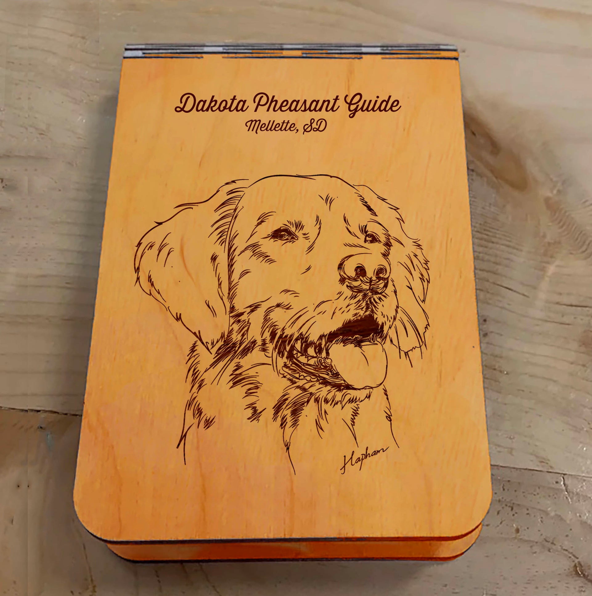 Featuring a laser-engraved Golden Retriever, this small wooden crib board is an ideal gift and travel companion for any dog lover. Enjoy hours of fun on the go, and make your next adventure memorable with our Travel Crib Board! A Dakota Pheasant Guide souvenir.