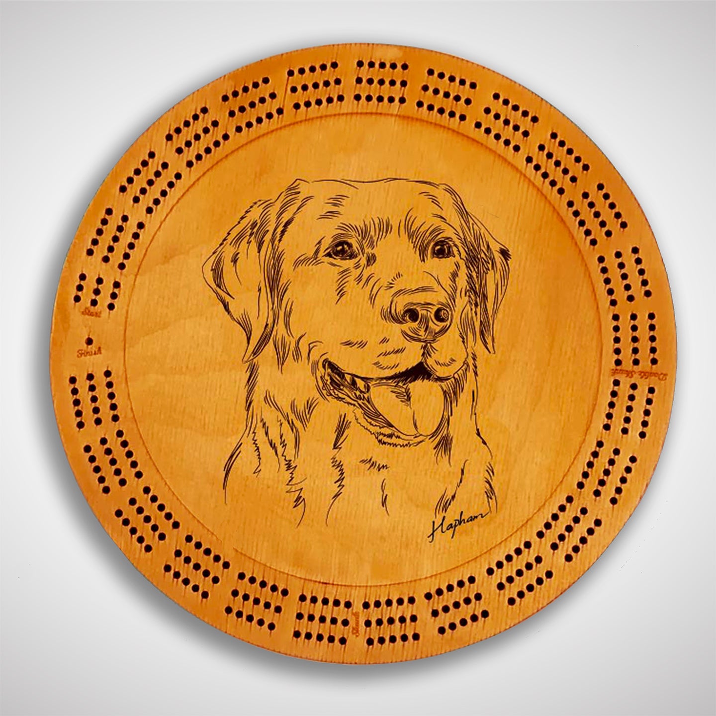 Crafted from high-quality wood, and featuring a laser-engraved happy Labrador Retriever, this cribbage board allows you to bring memories of your outdoor adventures to your game. Enjoy the nostalgic feel and endless entertainment of this premium board. Show off your love for sporting dogs while honing your cribbage skills. Perfect for any cabin or game room! A Dakota Pheasant Guide souvenir.