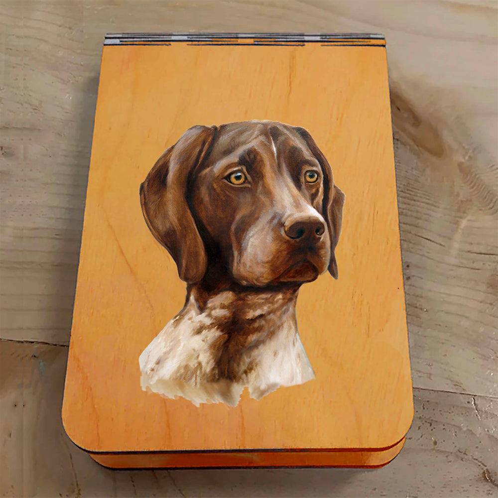 Featuring a portrait painting of a German Shorthair Pointer, this small wooden crib board is an ideal gift and travel companion for any dog lover. Enjoy hours of fun on the go, and make your next adventure memorable with our Travel Crib Board! A Dakota Pheasant Guide souvenir.