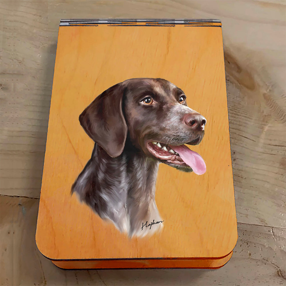 Featuring a portrait painting of a German Shorthair Pointer, this small wooden crib board is an ideal gift and travel companion for any dog lover. Enjoy hours of fun on the go, and make your next adventure memorable with our Travel Crib Board! A Dakota Pheasant Guide souvenir.